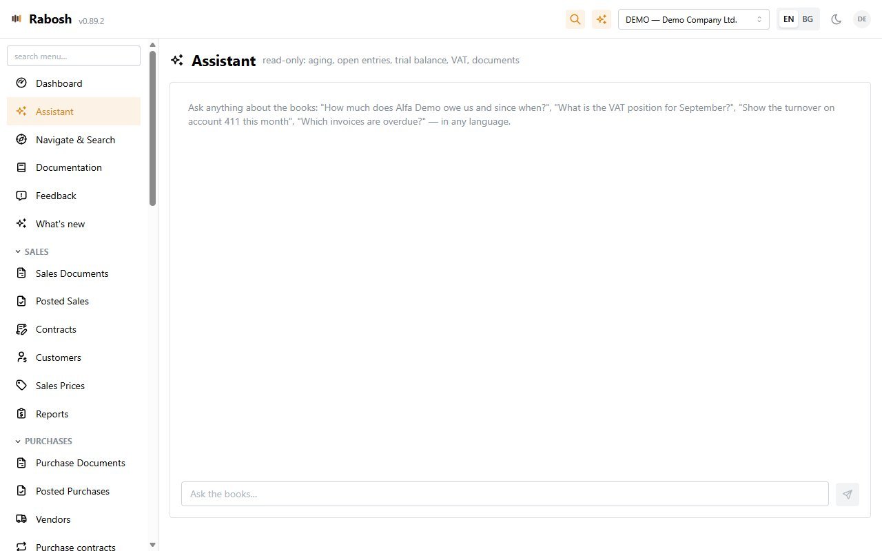 AI assistant page in Rabosh